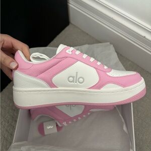 Pink and white Alo Yoga sneakers. Brand new